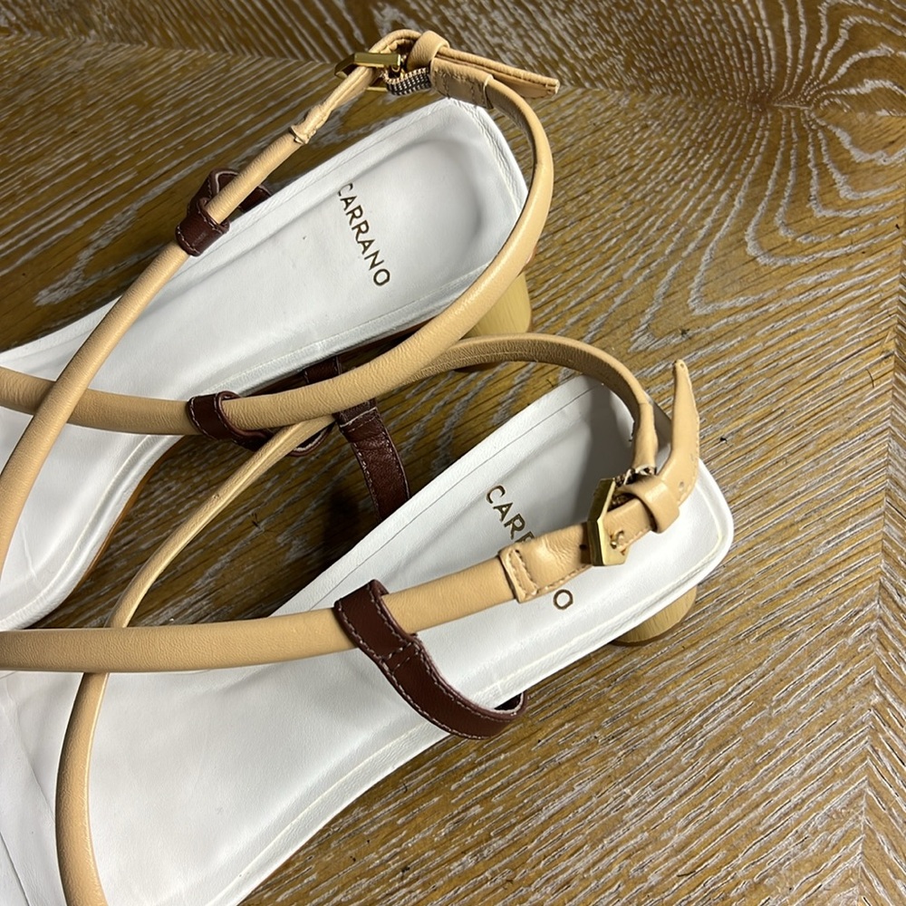 CARRANO White Wide Toe Heel Sandals 7 - Picture 5 of 11